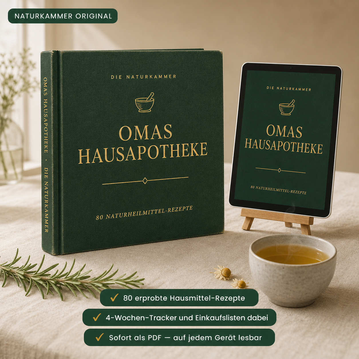 Omas Hausapotheke E-Book Cover mit 80 Hausmittel-Rezepten