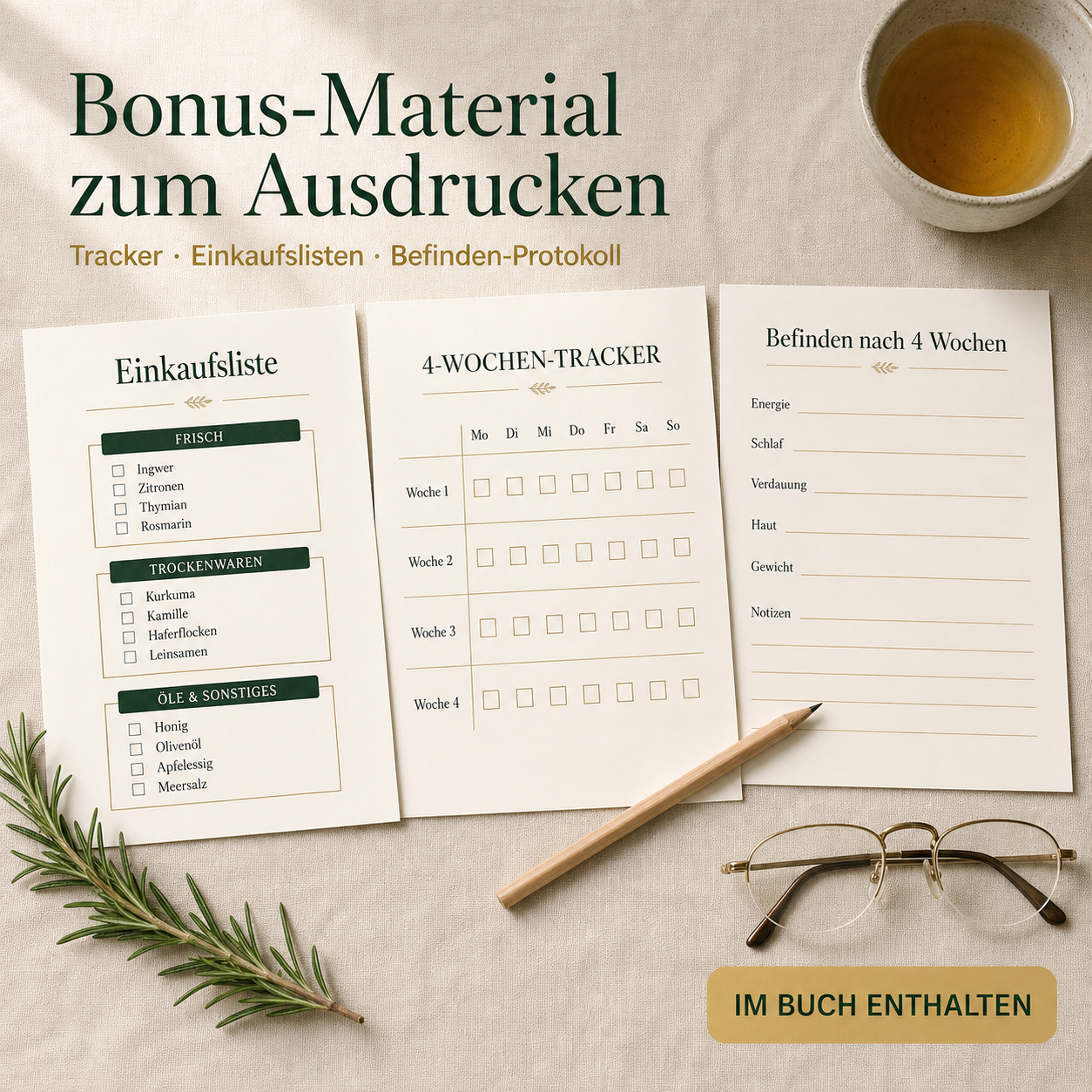 Bonus-Material: Symptom-Tracker und Einkaufsliste zum 7-Tage Schilddrüsen-Reset